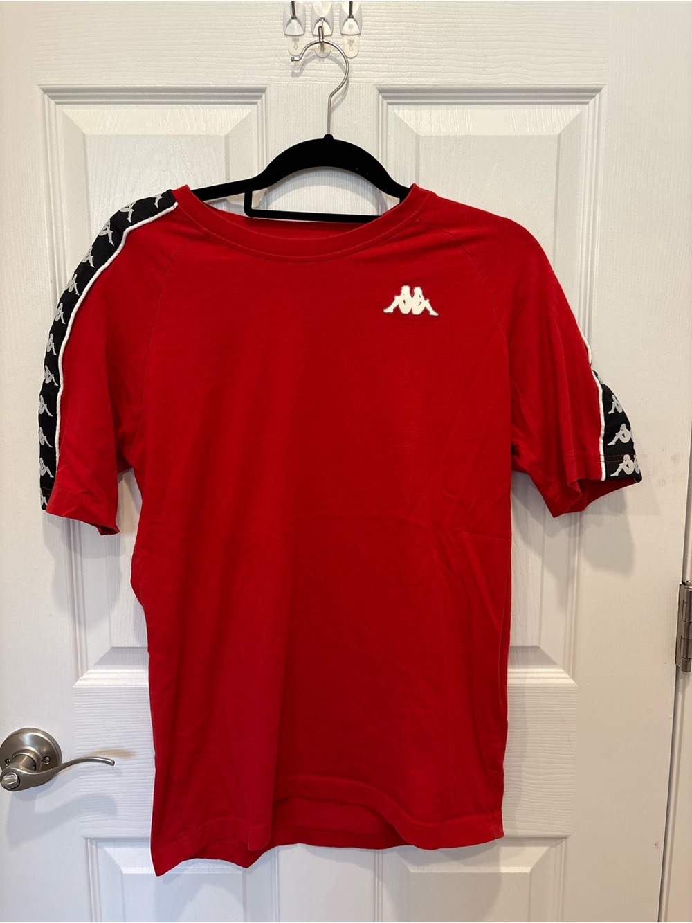 Kappa Red Short Sleeve Tee with Black Logo Tape#1191